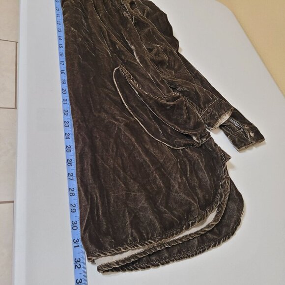 CP Shades Womens XS Brown Velvet Tunic Silk Blend‎ Pockets Lagenlook Boho - Picture 4 of 10